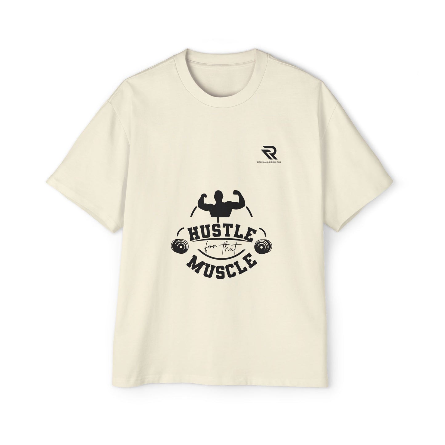 Hustle for That Muscle Oversized Tee - Motivational Mens Workout Shirt
