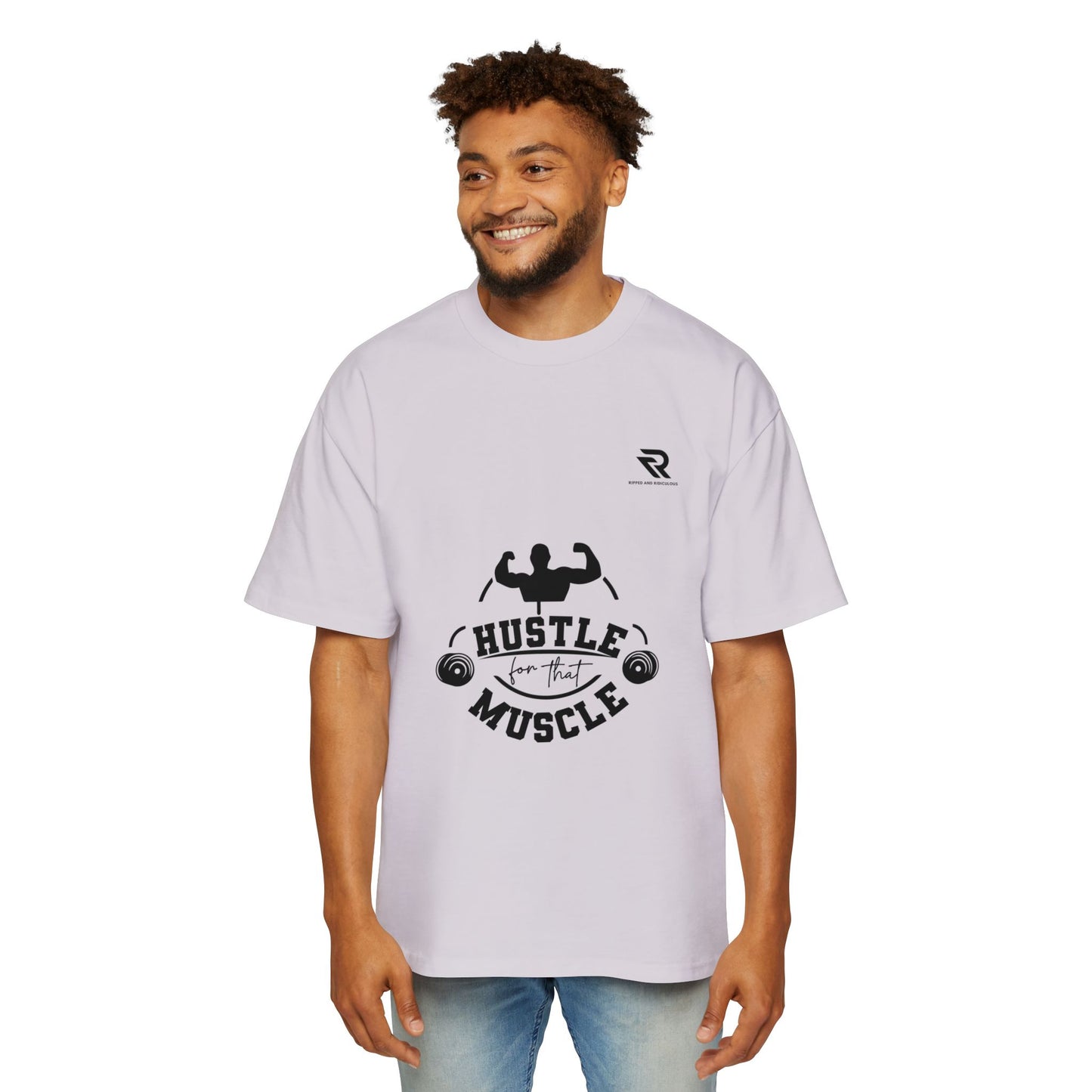 Hustle for That Muscle Oversized Tee - Motivational Mens Workout Shirt