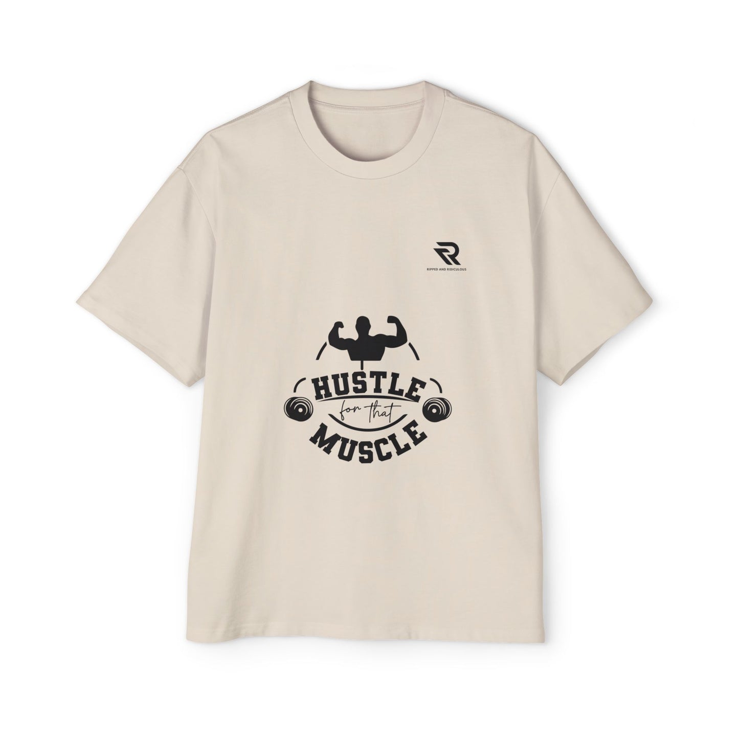 Hustle for That Muscle Oversized Tee - Motivational Mens Workout Shirt