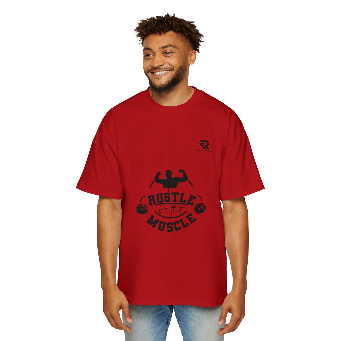 Hustle for That Muscle Oversized Tee - Motivational Mens Workout Shirt