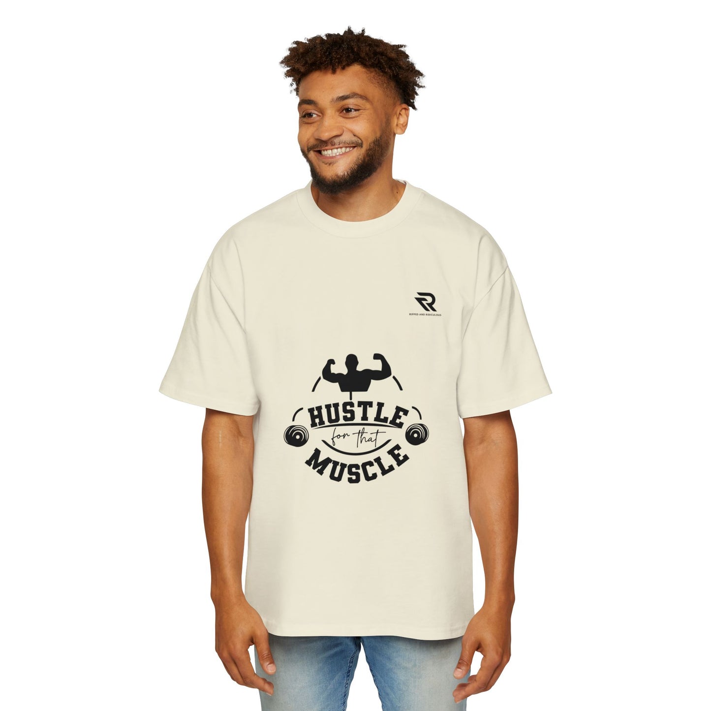 Hustle for That Muscle Oversized Tee - Motivational Mens Workout Shirt
