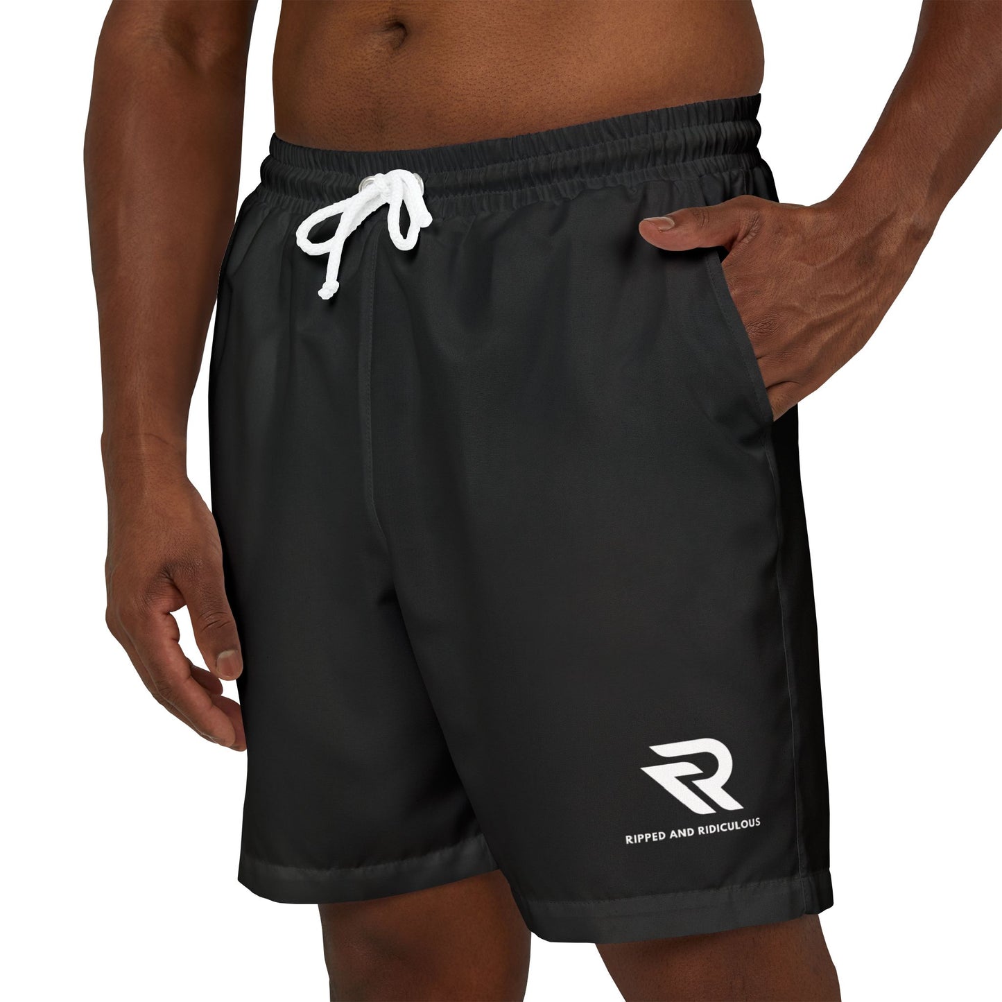 Ripped and Ridiculous Black Men's Quick-Dry Swim Shorts for Beach & Pool - Stylish & Comfortable