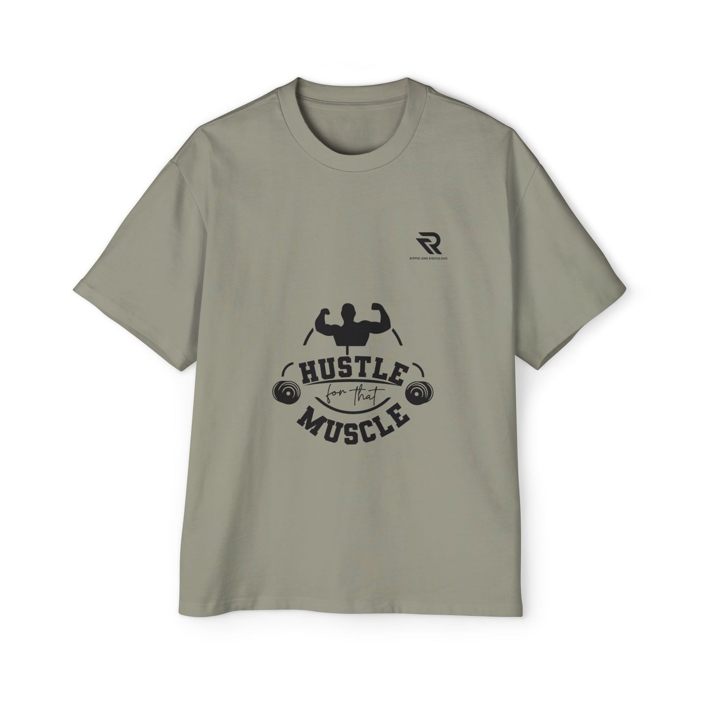 Hustle for That Muscle Oversized Tee - Motivational Mens Workout Shirt