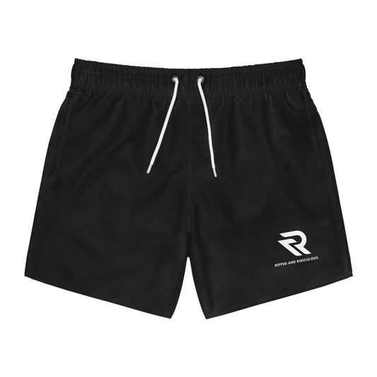 Ripped and Rugged Black Swim Trunks - Perfect for Summer Beach Days