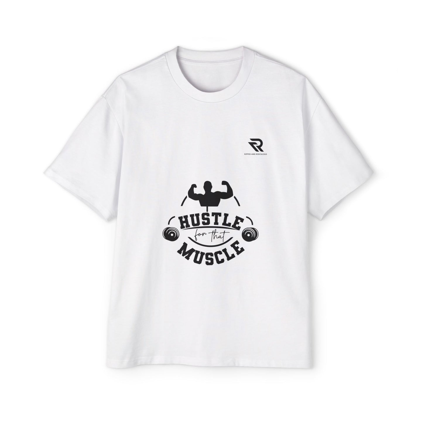 Hustle for That Muscle Oversized Tee - Motivational Mens Workout Shirt