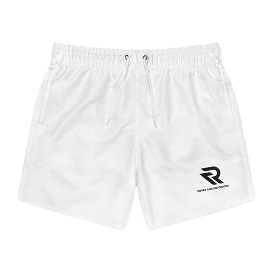 Ripped and Rugged White Swim Trunks - Perfect for Summer Beach Days
