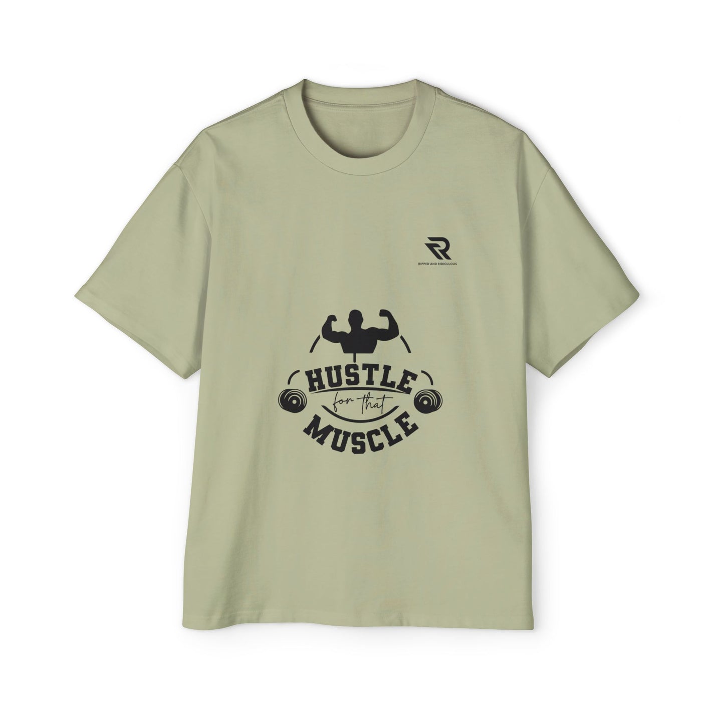Hustle for That Muscle Oversized Tee - Motivational Mens Workout Shirt