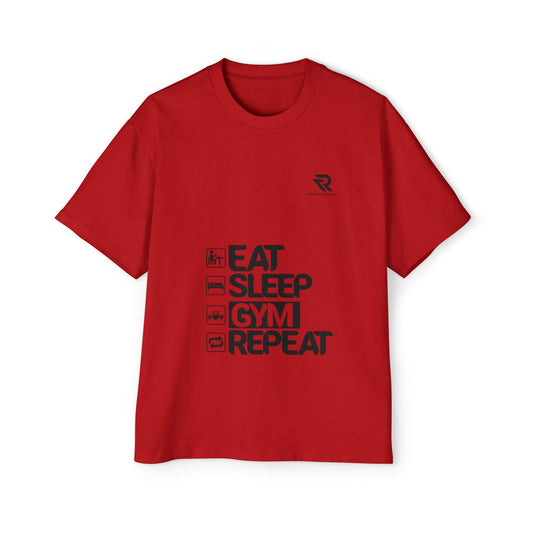 Eat, Sleep and Gym Oversized Tee - Motivational Mens Workout Shirt
